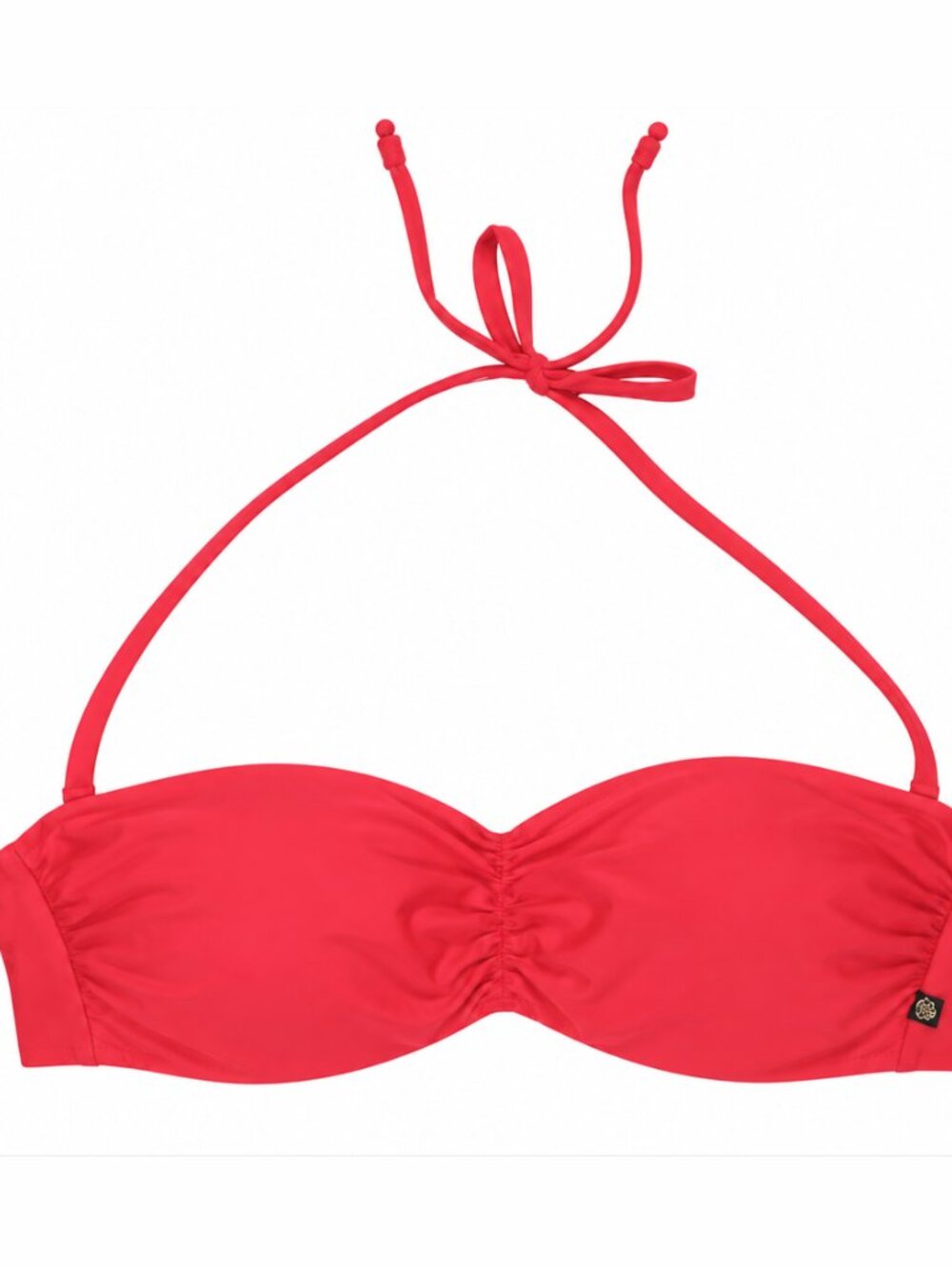 LaVie en Rose Aqua bright coral-red halter bandeau bikini top (size S)